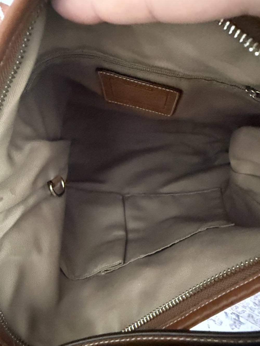 Coach Signature Crossbody Shoulder Bag F10416 Brown Tan Canvas Leather Tassel - Picture 7 of 8